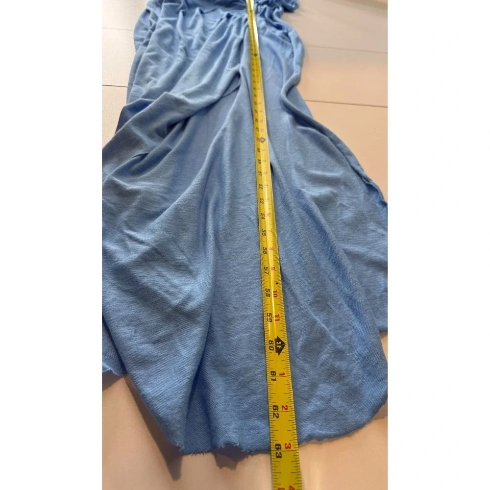 SKIMS Cotton Cover Up Tie T Shirt Dress Women L Blue Wrap Maxi Beach Resort Sexy